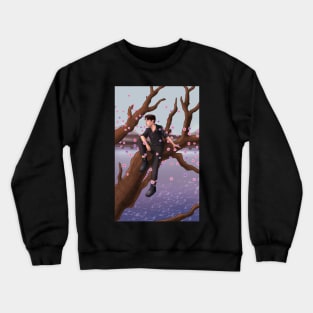 Man resting on a tree Crewneck Sweatshirt